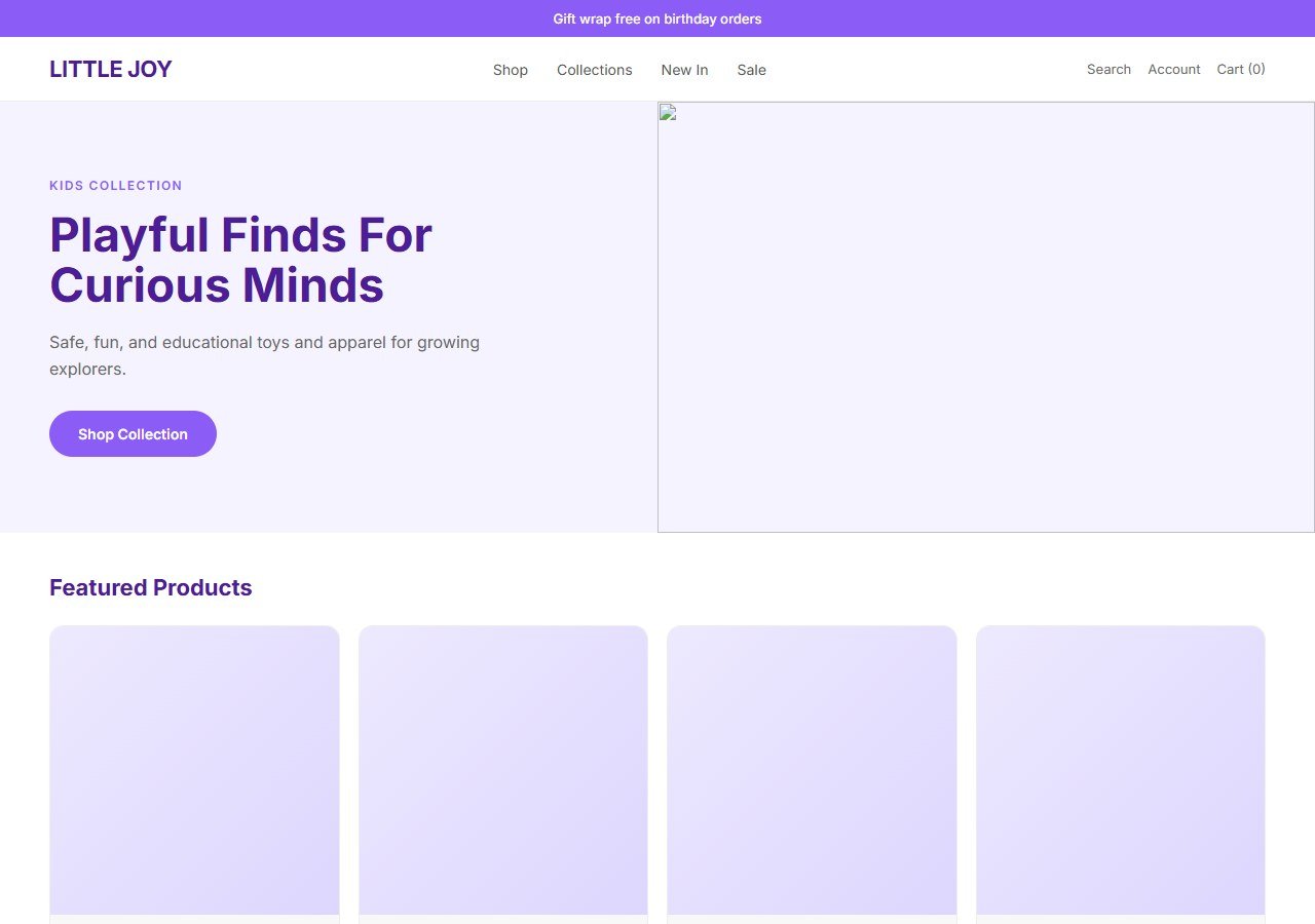 Kids Collection homepage design concept