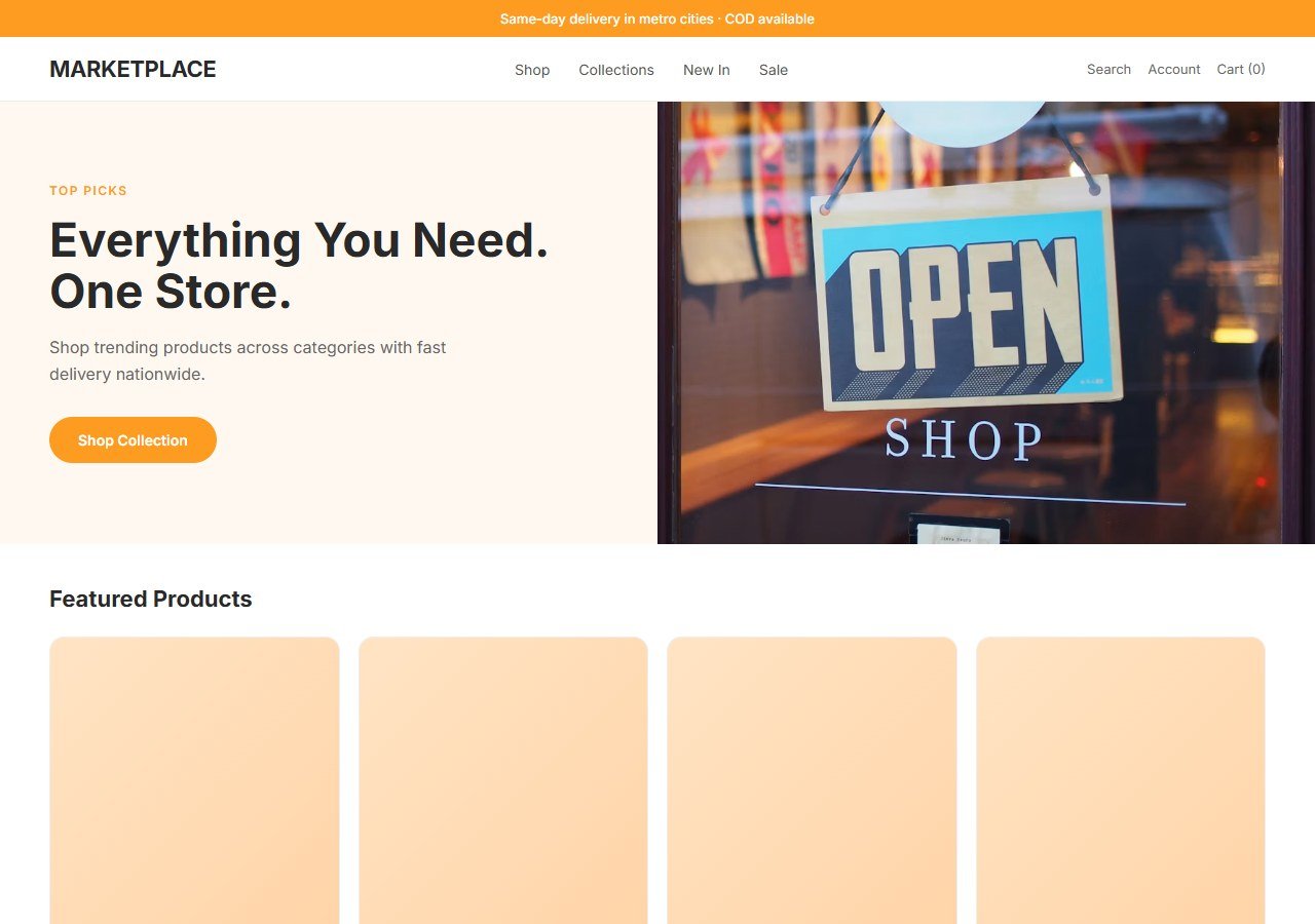 Modern Marketplace homepage design concept